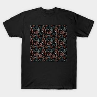 Flower Pattern Dark Color T-Shirt